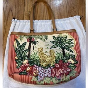 Isabella Fiore Vintage Beaded Cheetah Handbag